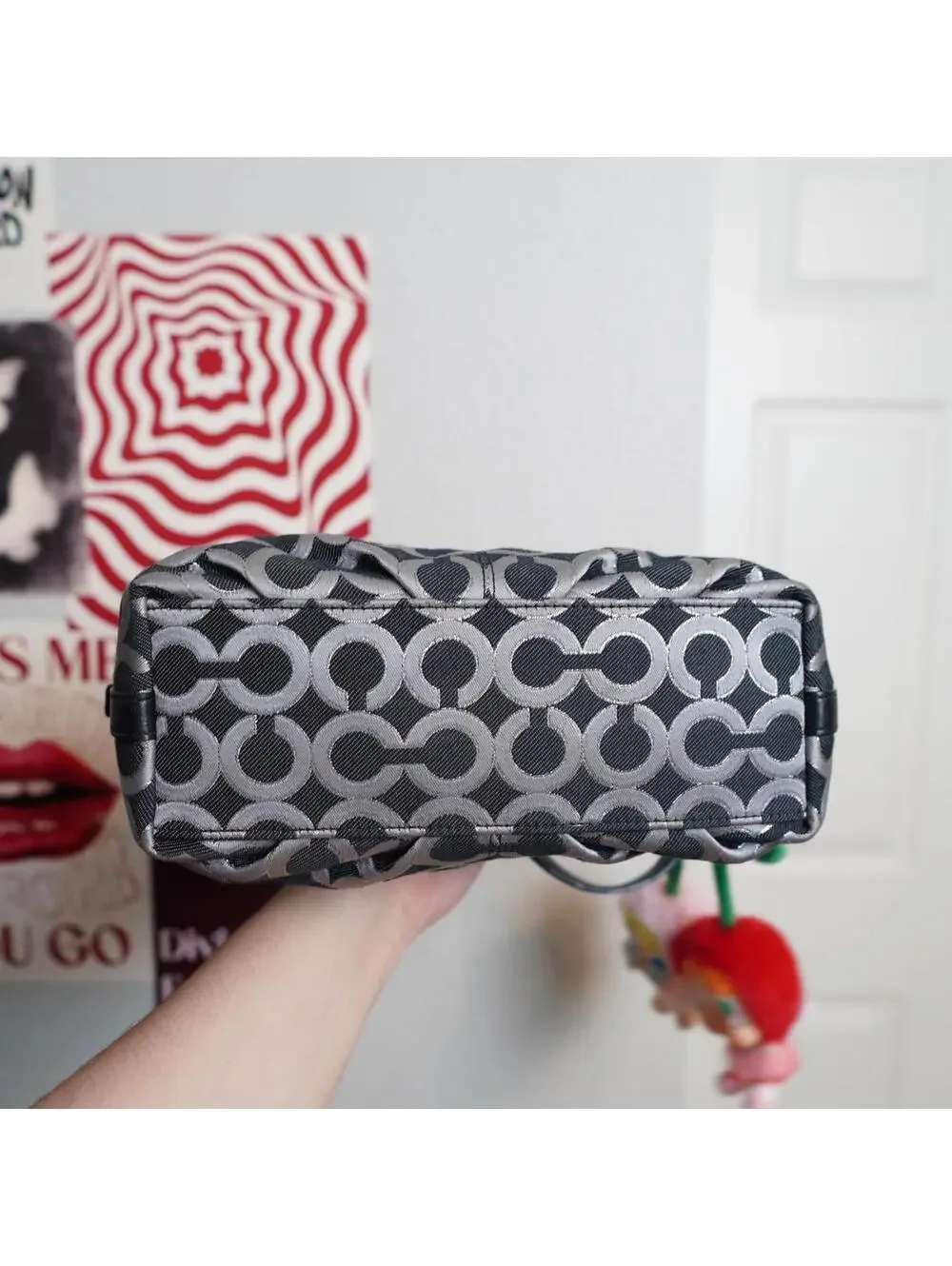 Coach Op Art Baguette Bag Black Silver Mini Y2K - Picture 3 of 4